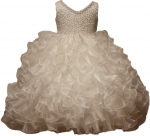 GIRLS RUFFLE DRESSES W/TAIL (IVORY) 0515598